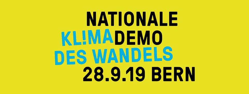Banner: Nationale Klimademo des Wandels 28.9.19 Bern
